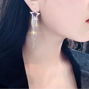 Shooting star silver tassel Stud 2.5” earrings New